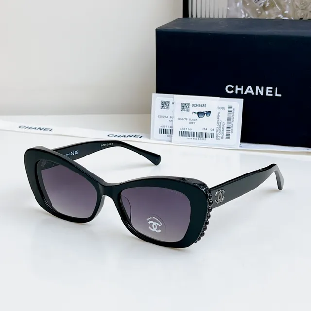 Chanel Black Gold Cat-Eye Silhouette Acetate Frame Sunglasses 4