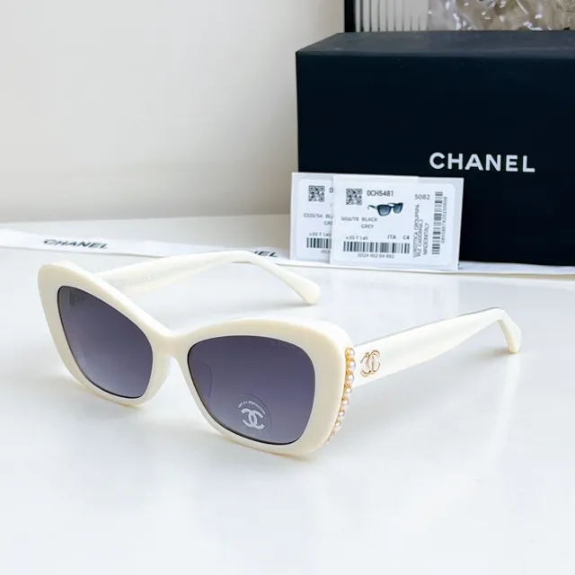 Chanel Black Gold Cat-Eye Silhouette Acetate Frame Sunglasses 5