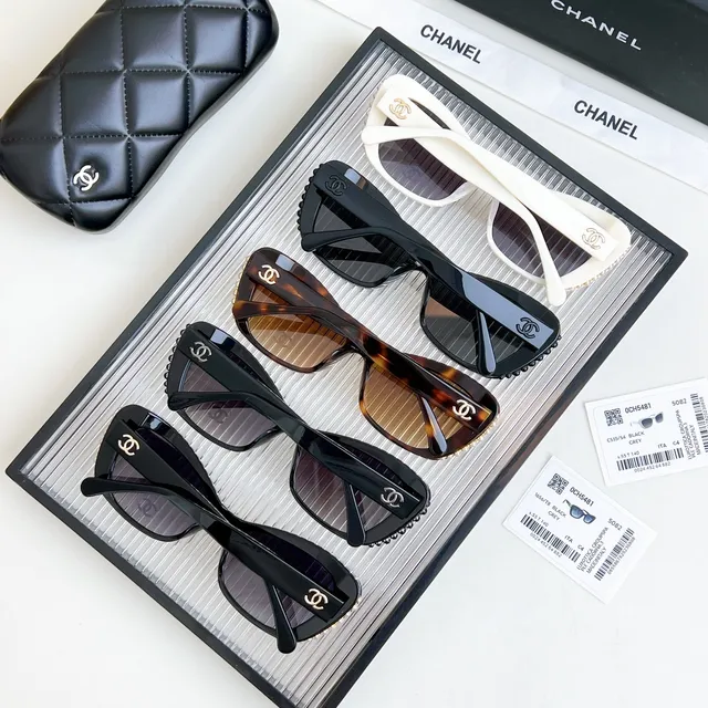 Chanel Black Gold Cat-Eye Silhouette Acetate Frame Sunglasses 7