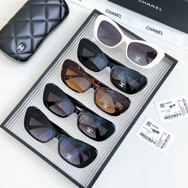 Chanel Black Gold Cat-Eye Silhouette Acetate Frame Sunglasses 8