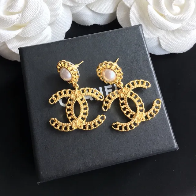 Chanel CC سلسلة لؤلؤ تنزلق أقراط 3
