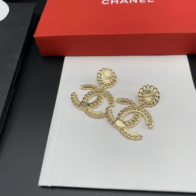 Chanel CC سلسلة لؤلؤ تنزلق أقراط 6