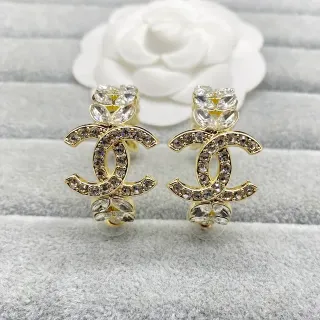 Aretes Chanel CC Cristal Dorado