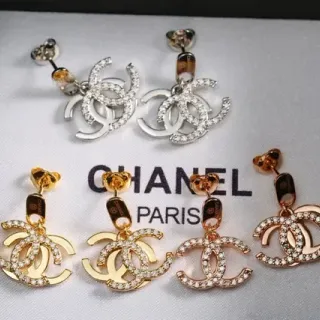 Chanel CC Logo Pavé Cristal Drop Brincos
