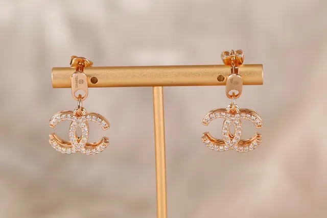 Chanel CC Logo Pavé Crystal Drop Earrings 5