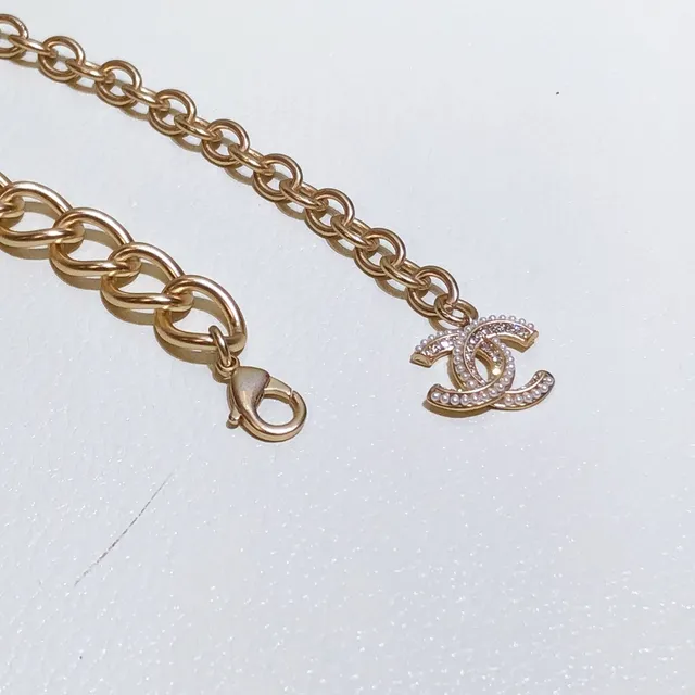 Chanel كريستال CC سلسلة حزام حقيبة حزام أزياء نغمة ذهب وردي 6