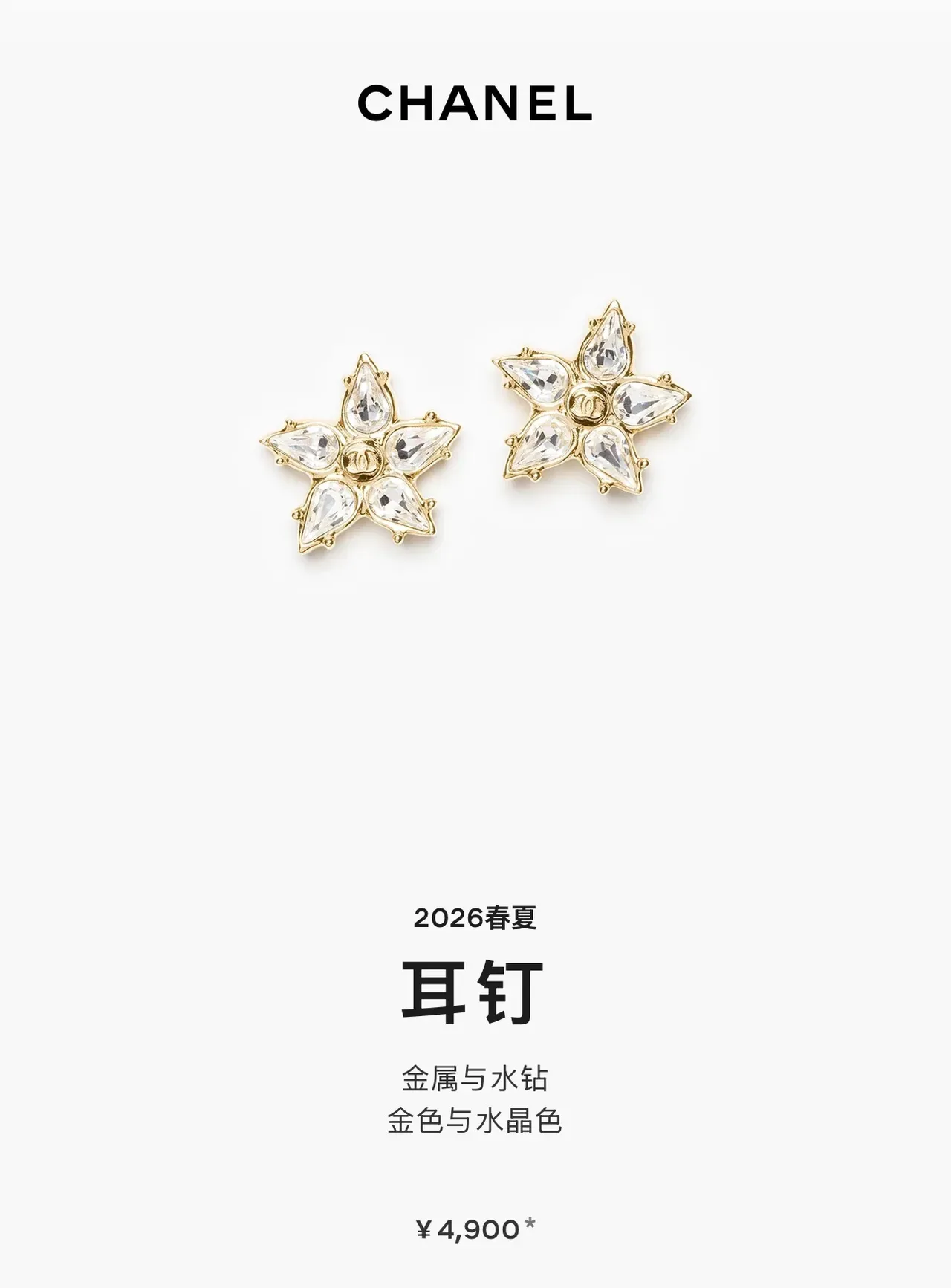 Chanel Gold Transparent Floral Starburst Crystal-Encrusted Earrings 2