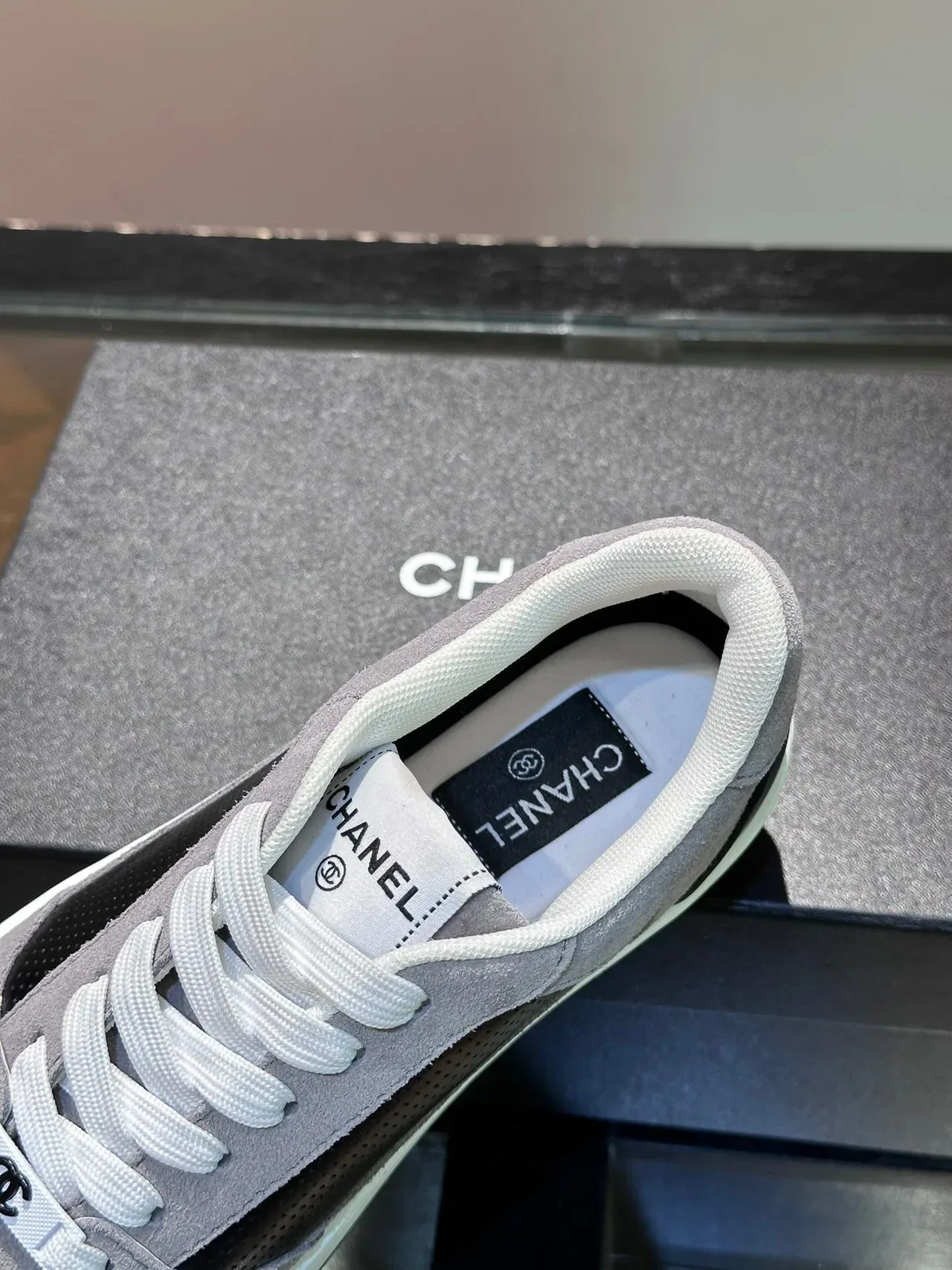 Chanel Low-Top Suede and Perforated Leather Sneaker 7