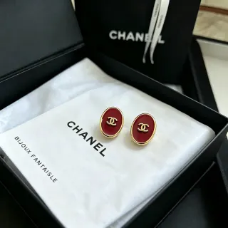Chanel أقراط بيضاوية مينا CC