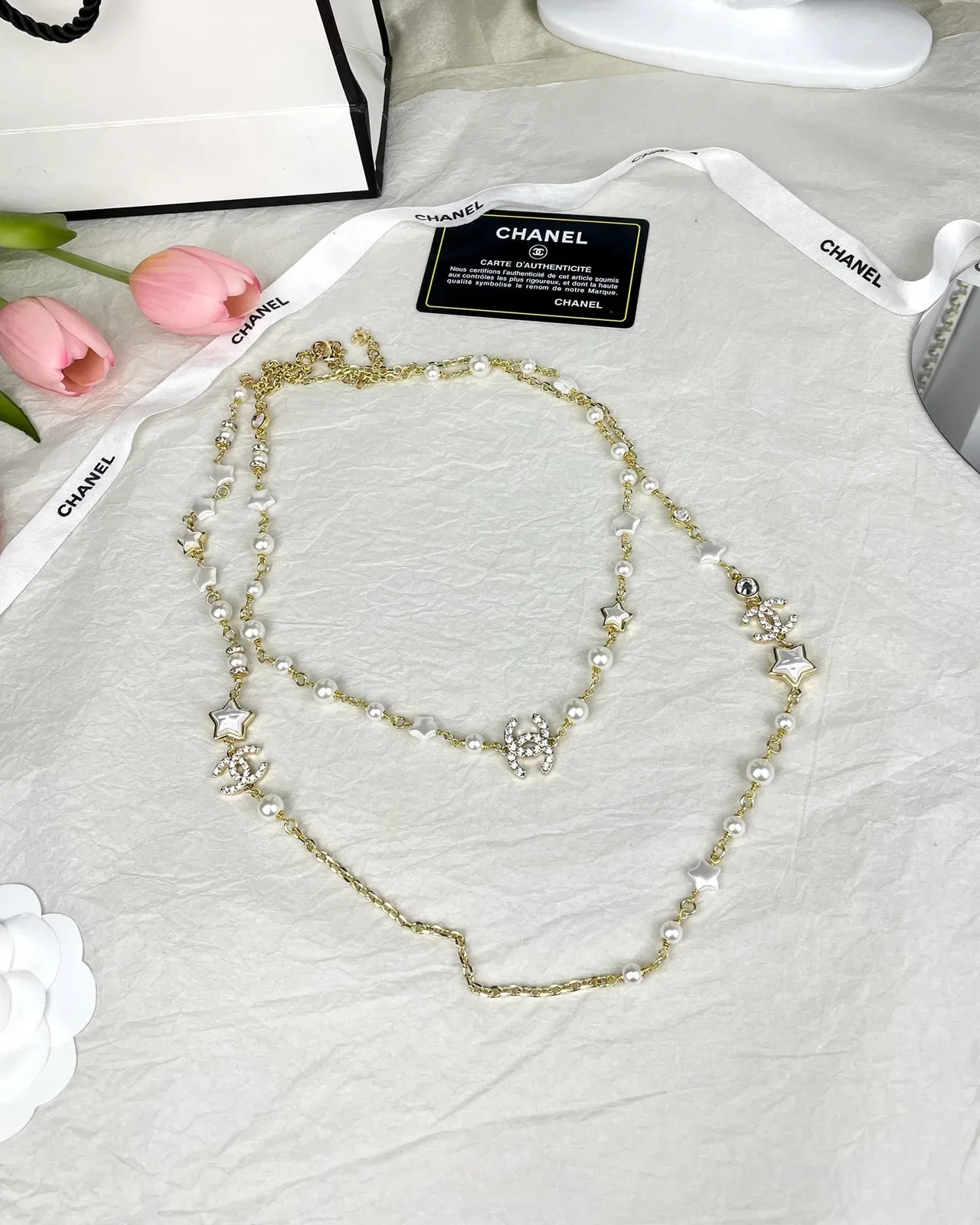 Chanel Pearl and Star Motif Gold-Tone Multi-Strand Necklace 3