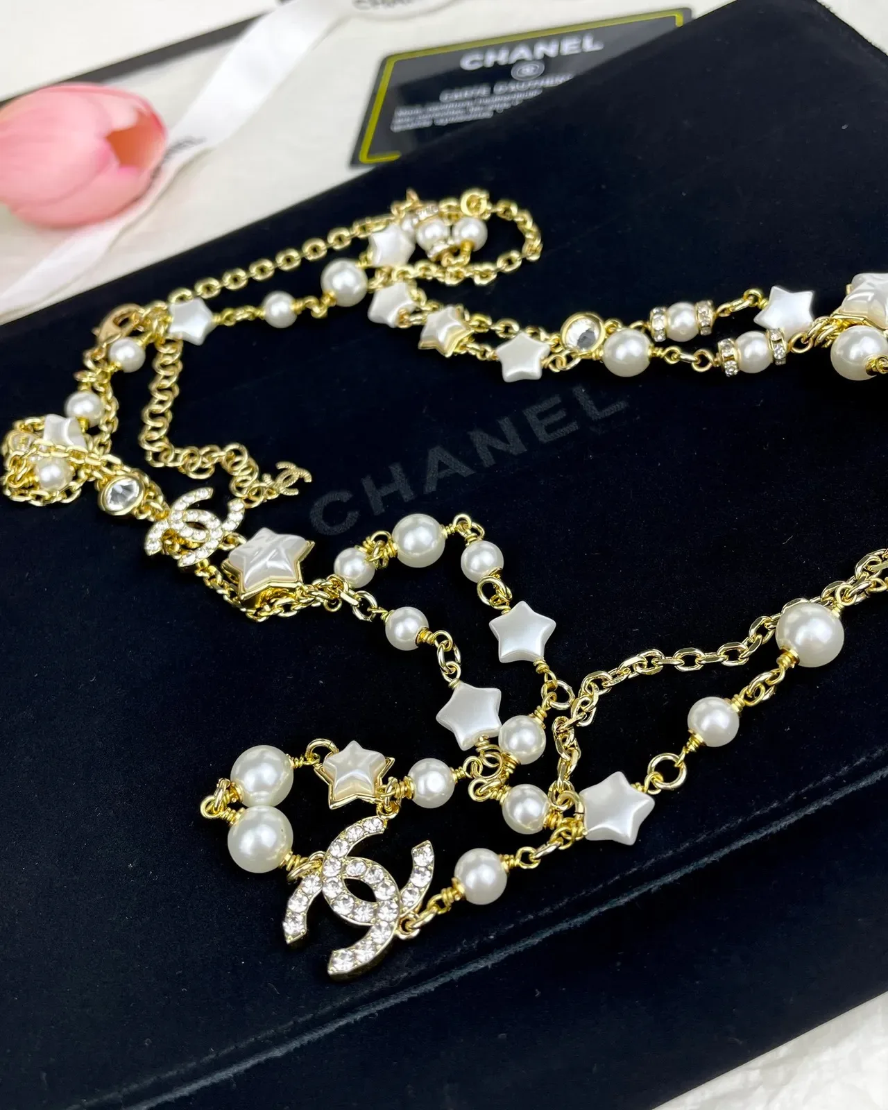 Chanel Pearl and Star Motif Gold-Tone Multi-Strand Necklace 6