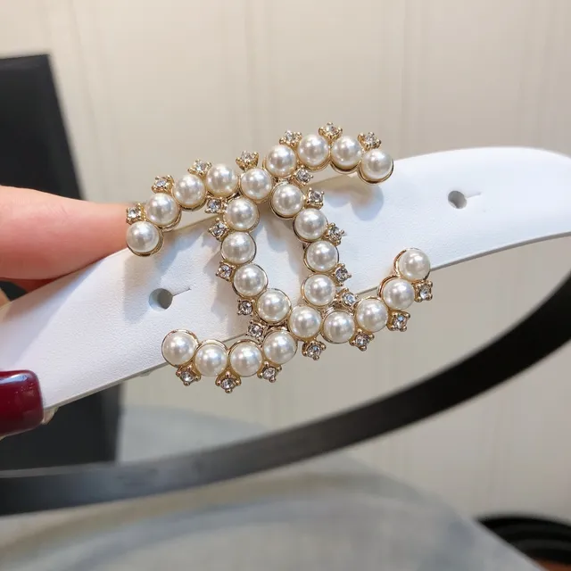 Chanel Pearl CC ceinture en cuir blanc 2