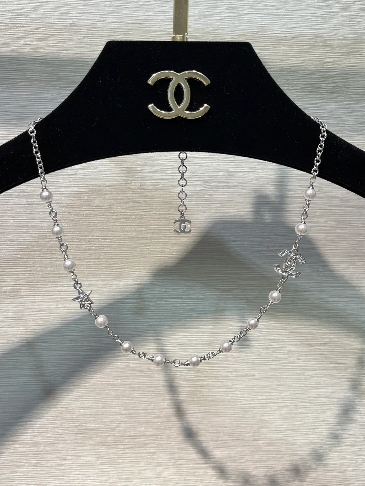 Chanel Cadena Plata Blanca Cadena Perlas Cultivadas Collar 6