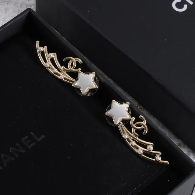 Chanel स्टार और CC लोगो मोती कान के कंगन इयररिंग्स 5
