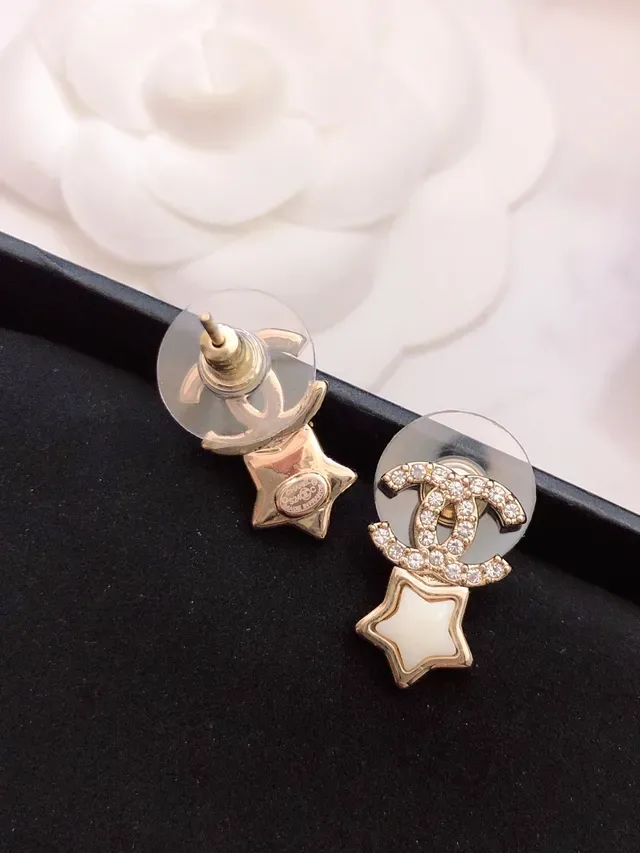 Chanel Star CC Pavé Crystal and White Enamel Stud Earrings 8