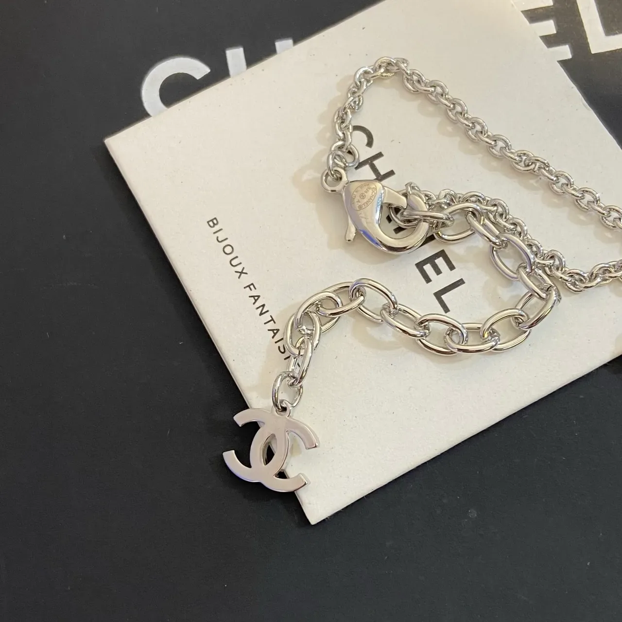 Chanel Star Motif Enamel-Filled Silver Chain Necklace 2