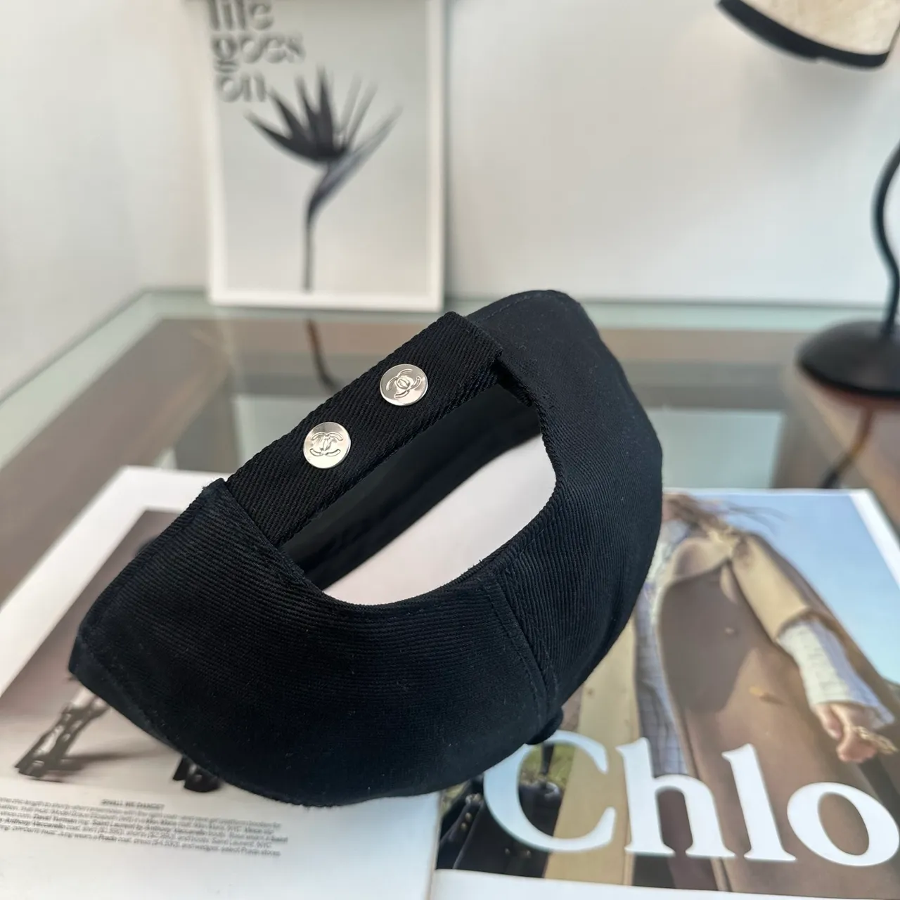 Chanel White Black Structured Six-Panel Embroidered Logo Baseball Cap 10