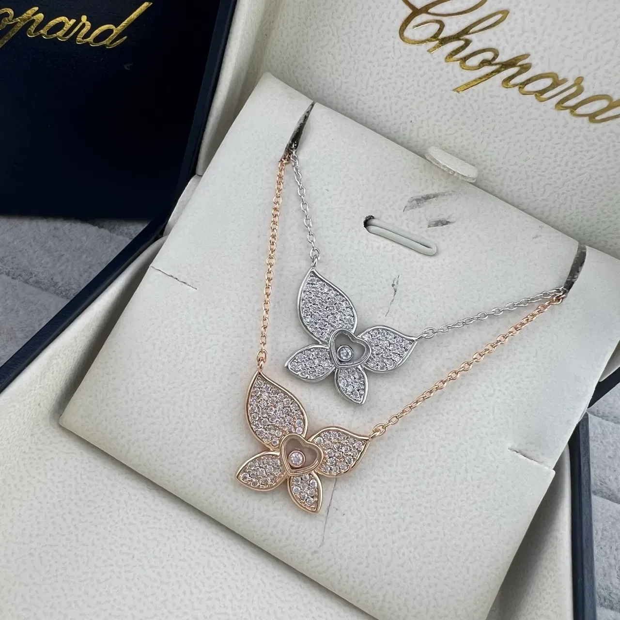 Chopard Happy Butterfly Pavé Crystal Butterfly Pendant Necklace 6