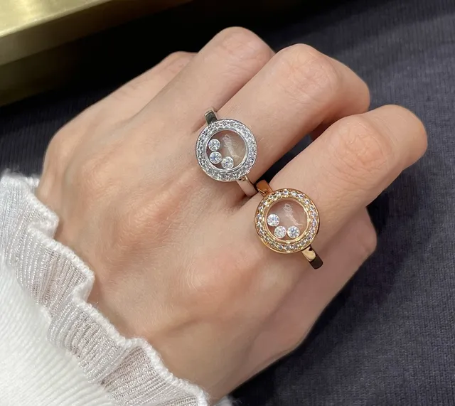 Chopard خاتم الماس السعيدة قرص دوار ماس باڤيه 9