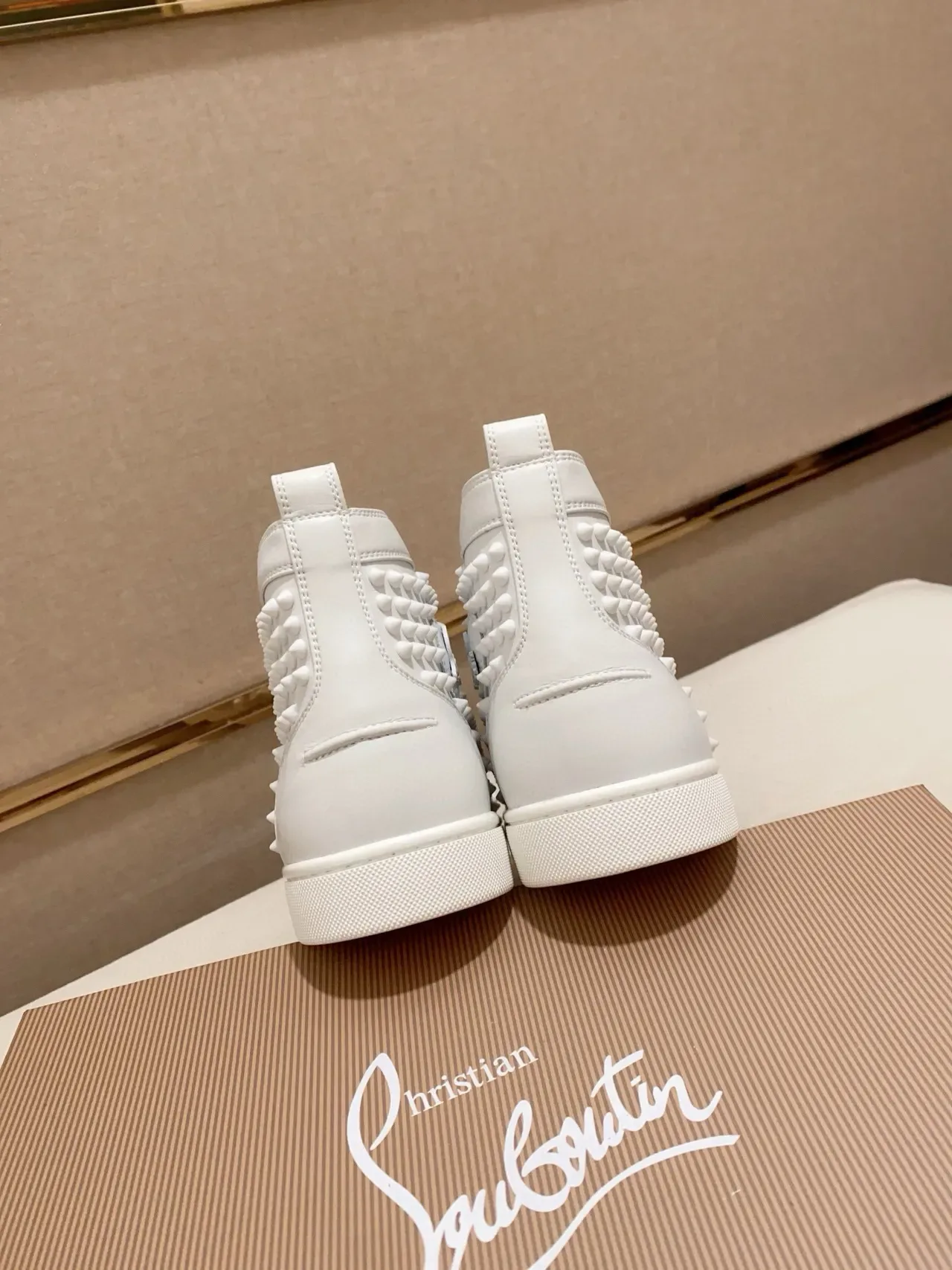 Christian Louboutin White High-Top Fully Studded Lifestyle Sneakers 7