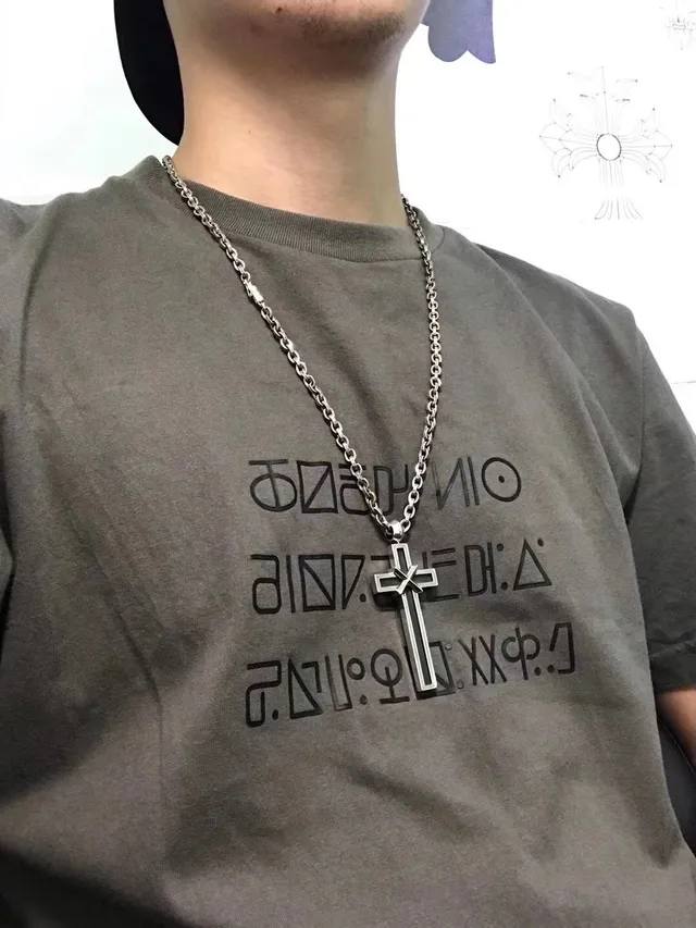 Chrome Hearts Black Silver Metal Inlay Necklace 2