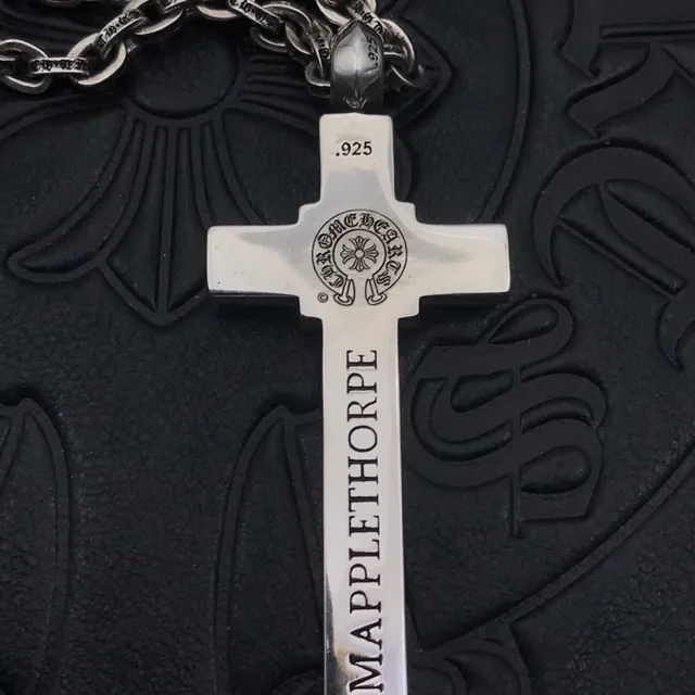 Chrome Hearts Black Silver Metal Inlay Necklace 4