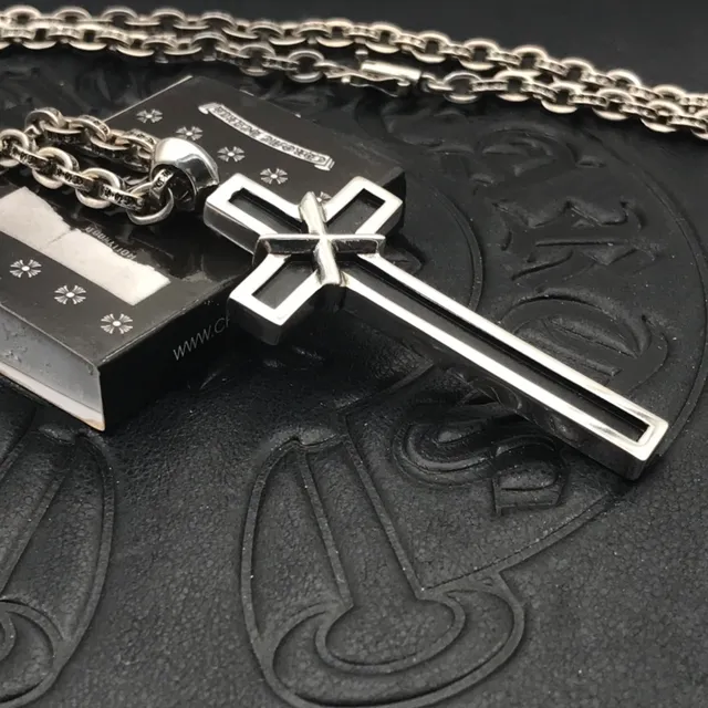 Chrome Hearts Black Silver Metal Inlay Necklace 5