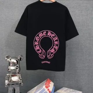 Chrome Hearts Circle Logo Pink Graphic T-Shirt
