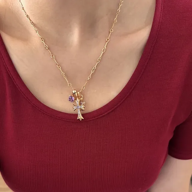 Collier pendentif croix Chrome Hearts or doré gemmes pavé 2