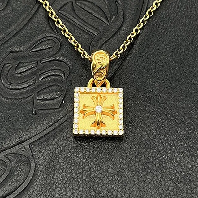 Chrome Hearts Cross Square Pavé Pendant Necklace 6