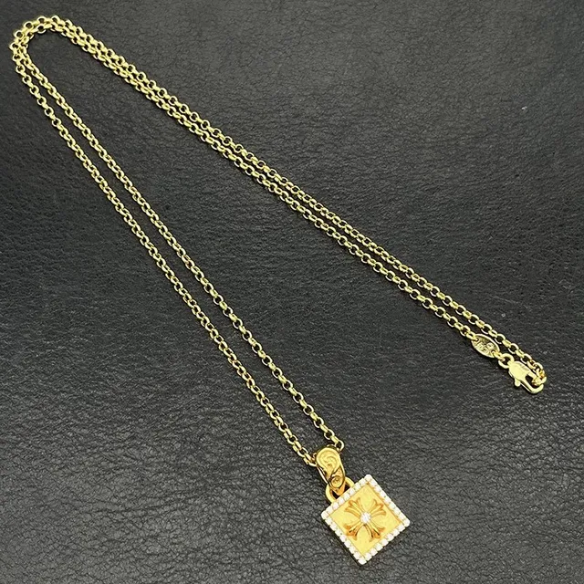 Chrome Hearts Cross Square Pavé Pendant Necklace 7