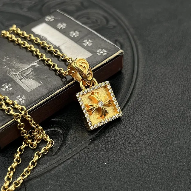 Chrome Hearts Cross Square Pavé Pendant Necklace 8