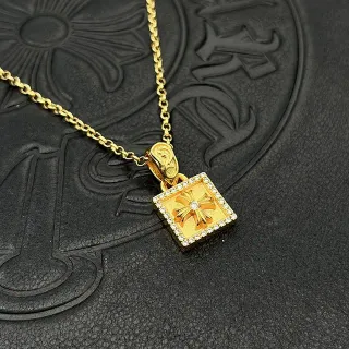 Chrome Hearts Cross Square Pavé Pendant Necklace