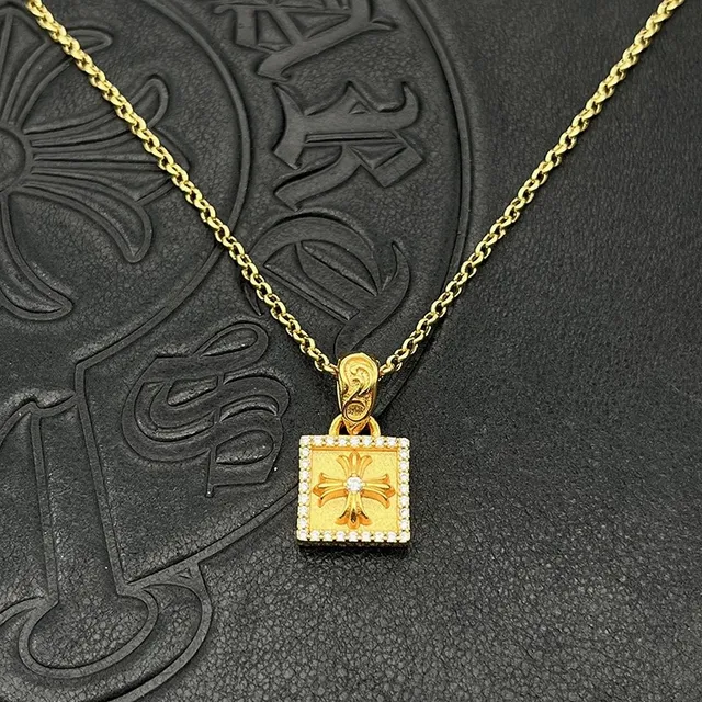 Chrome Hearts Cross Square Pavé Pendant Necklace 2