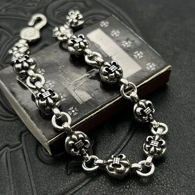 Chrome Hearts Fleur de Lis Link Silver Bracelet 4