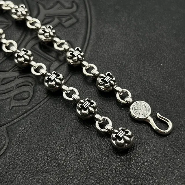 Chrome Hearts Fleur de Lis Link Silver Bracelet 7