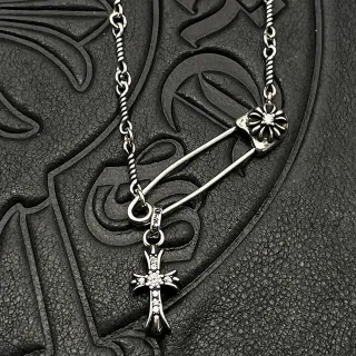 Chrome Hearts Safety Pin Cross Pendant Necklace