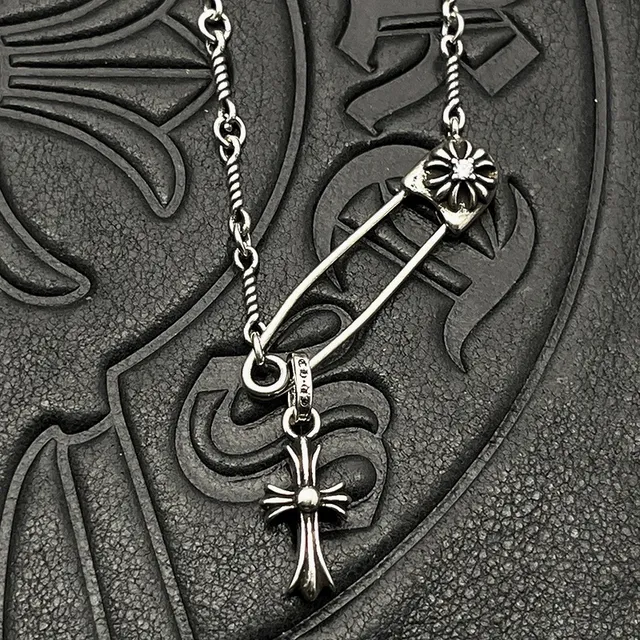 Chrome Hearts Safety Pin Cross Pendant Necklace 3