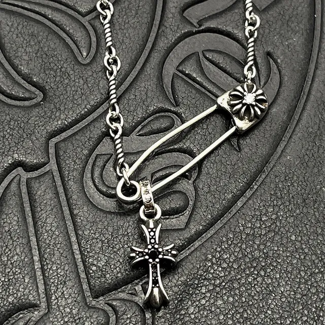 Chrome Hearts Safety Pin Cross Pendant Necklace 4