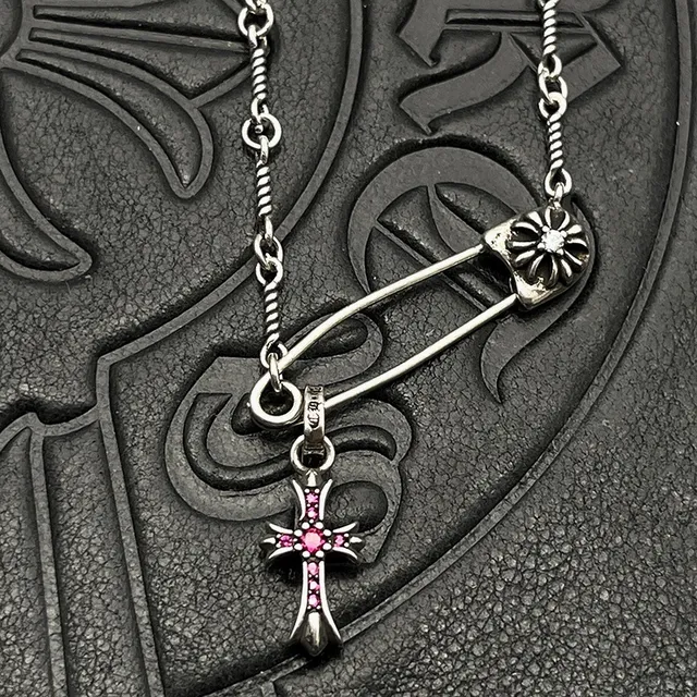 Chrome Hearts Safety Pin Cross Pendant Necklace 7