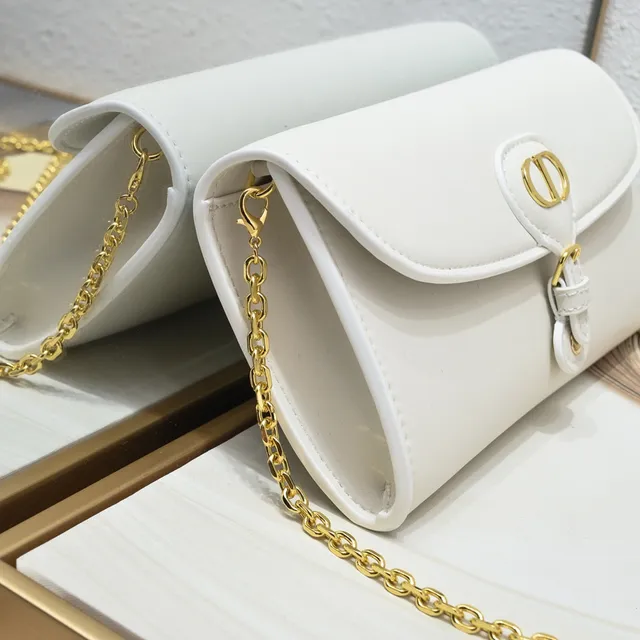 Dior 30 Montaigne Mini حقيبة سلسلة بيضاء مهيكلة 4
