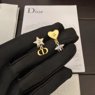 Dior أقراط غير متماثل نجم قلب نحل قطرة