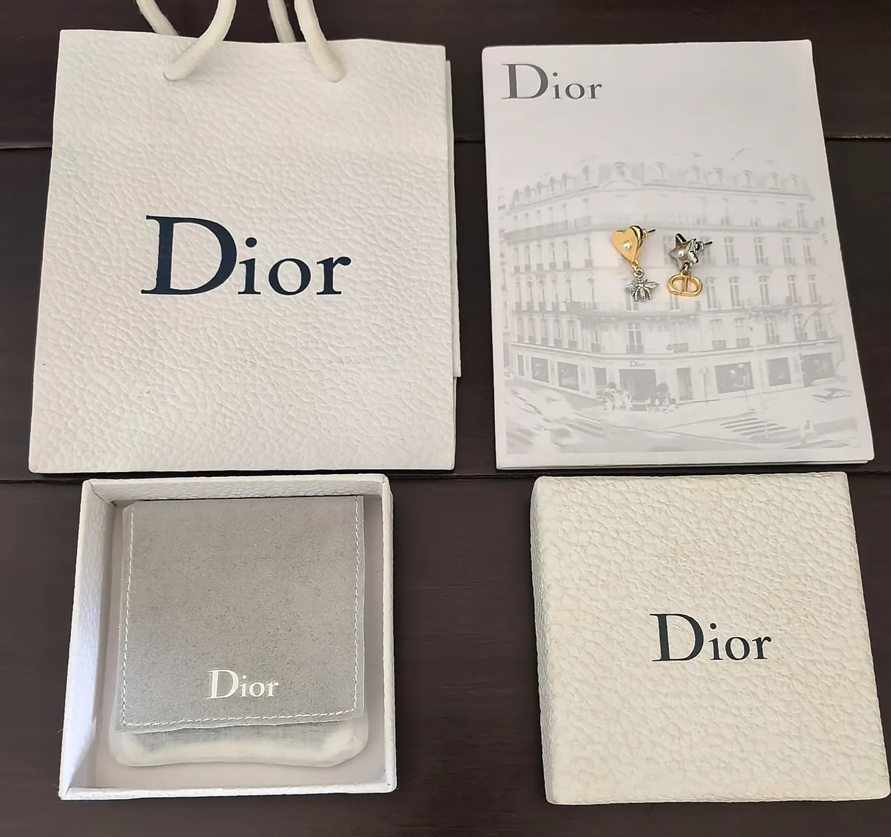 Dior Asymmetrical Star Heart Bee Drop Earrings 4
