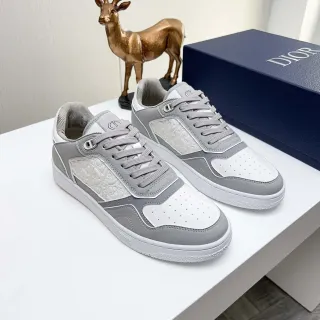 Dior B22 白灰低帮压纹斜纹面板生活休闲鞋