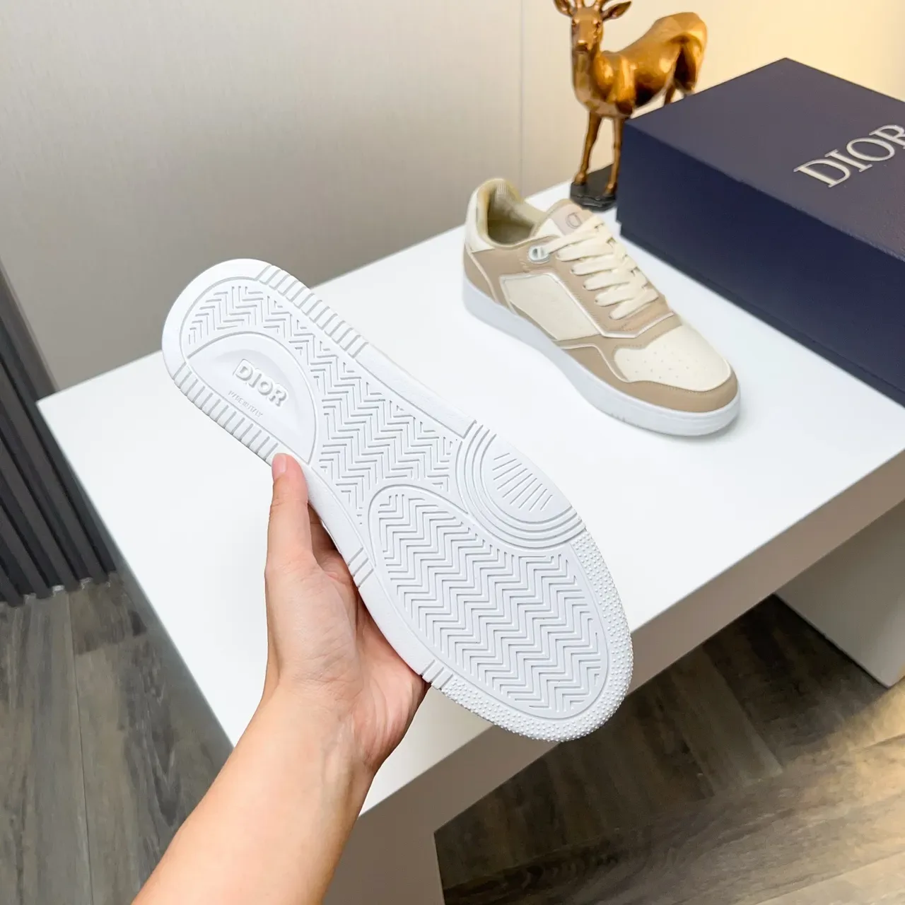 Dior B23 Beige and Cream Panelled Lifestyle Sneakers 3