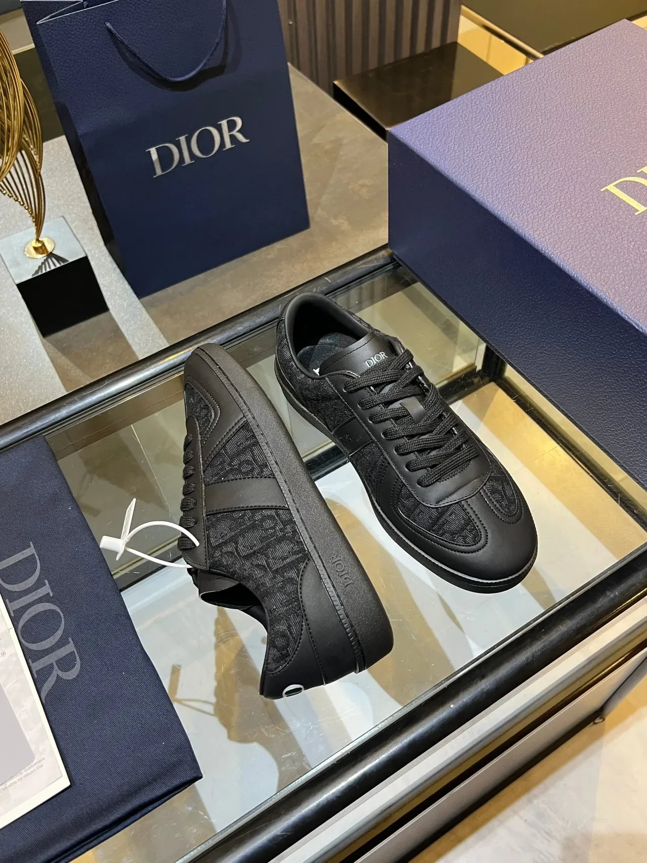 Dior B23 Black Oblique Jacquard Lifestyle Sneakers 3