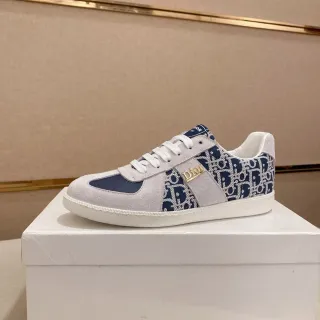 Dior B23 ग्रे और नेवी Monogram स्यूड लाइफस्टाइल स्नीकर