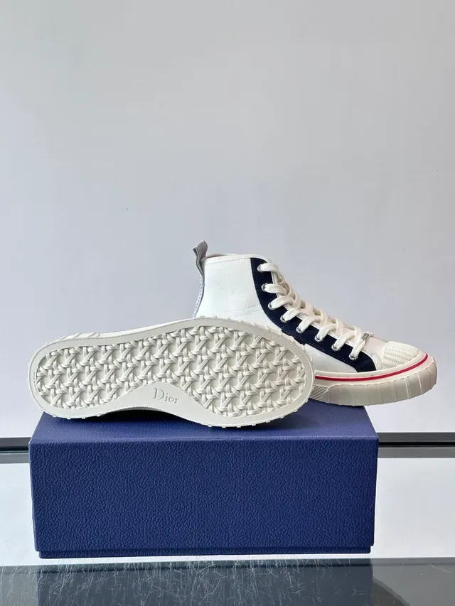 Dior B23 High Top White Navy Red Lifestyle Sneakers 2