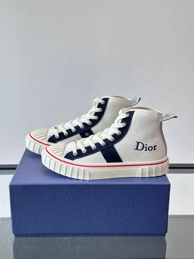 Dior B23 High Top White Navy Red Lifestyle Sneakers 5