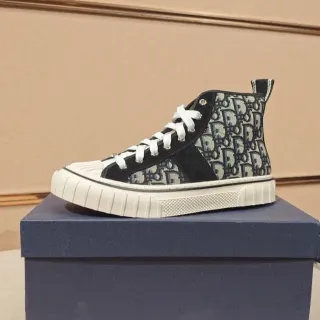 Dior B23 Monogram 帆布麂皮高帮休闲运动鞋